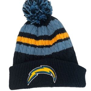 Men’s Los Angeles Chargers Blue and Yellow Pom-Pom Beanie
